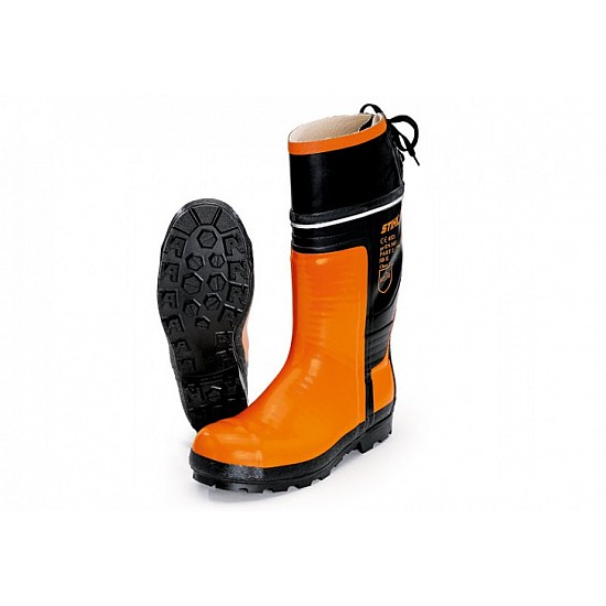 STIHL Gumené čižmy SPECIAL, pre prácu s motorovou pílou, farba čierno - oranžová